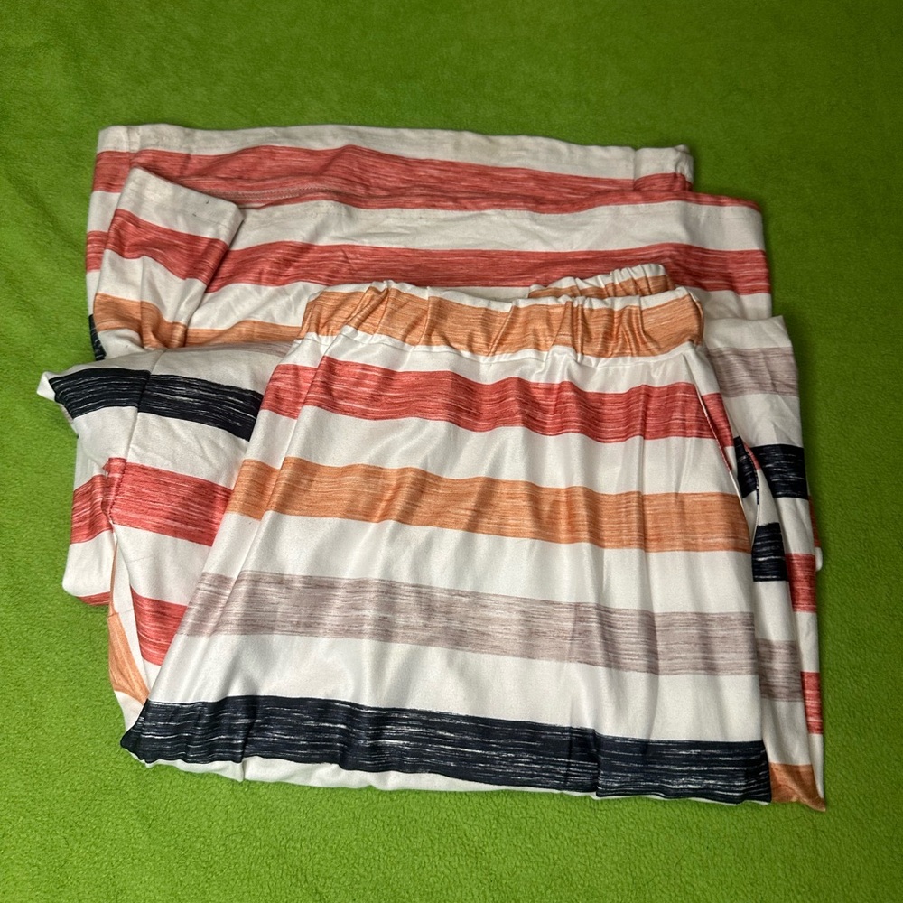 SHEIN Curve Red and White Striped Skirt
